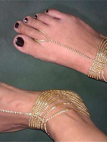 Fashion Charm Double Layer Chain Barefoot Sandals Anklets Jewelry Gold Body Jewelry