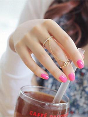 Women Fashion High Polish Punk Chain Connected Knuckle Band Ring In 2 Color Antiwar