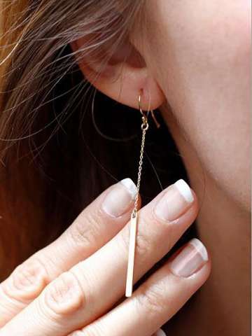 Women Fashion 1 Pair Linear Dangle Drop Hook Earring In 2 Color