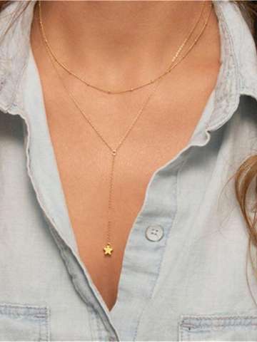 HOW Women's Multi layers Chain pendant Necklace Chain Choker Jewelry