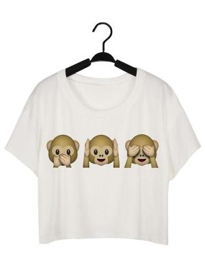 Women's Fashion 3D Digital Cartoon Cute Baby Monkey Print Sleeveless Slim Vest Tank Crop Top T-shirt