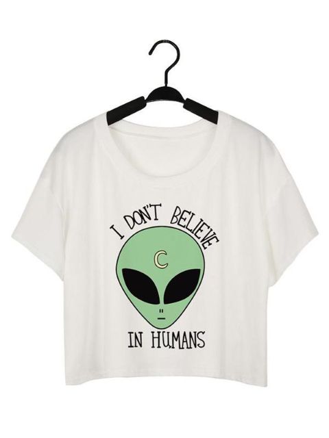 Women's Fashion 3D Digital Cartoon ET Letters Print Sleeveless Slim Vest Tank Crop Top T-shirt