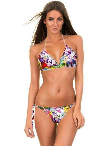 Cartoon Bikini Set with Removable Padding Swimsuit Biquini Women Swimwears Bathing Suit