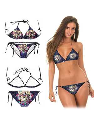 New Women's Hot Fashion Brazilian Halter Neck Tiger Print Bikinis Set Swimwear