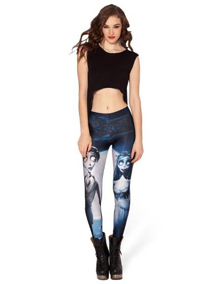 Trendy Celeb Inspired Corpse Bride Digital Print Leggings Pants Tights