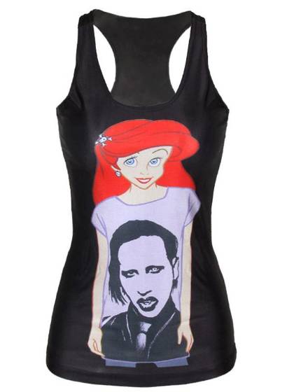 Women's New Fashion Gothic 3D Digital Print Ariel Manson Sleeveless Slim Fashion Vest Tank T-shirt
