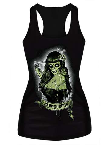 Fashion Digital Print Gothic Steampunk Theme Glamourpus Tank Top Bodysuit Clubwear