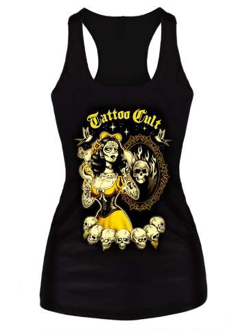 Fashion Hot Sale Tatoo Cult Digital Print Gothic Tank Top Bodysuit Clubwear