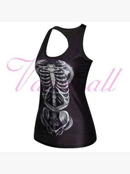 WOMEN'S FASHION X-ray Digital Print Tank Top Clubwear Gothic Punk T-Shirt -free size