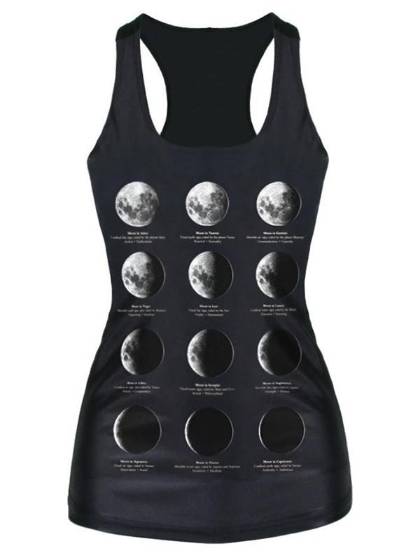 2015 Unisex 3D Digital Moon Eclipse Print Slim Vest Tank T-shirt Gothic Top Clubwear
