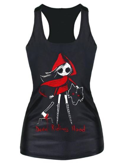 2015 Unisex 3D Digital Dead Riding Hood  Print Slim Vest Tank T-shirt Gothic Top Clubwear