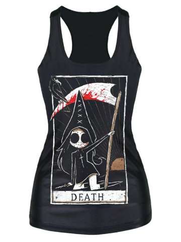 2015 Unisex 3D Digital Death Print Slim Vest Tank T-shirt Gothic Top Clubwear