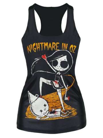 2015 Unisex 3D Digital Nightmare in OZ Print Slim Vest Tank T-shirt Gothic Top Clubwear