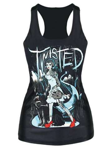2015 Unisex 3D Digital Cartton Twisted Print Slim Vest Tank T-shirt Gothic Top Clubwear