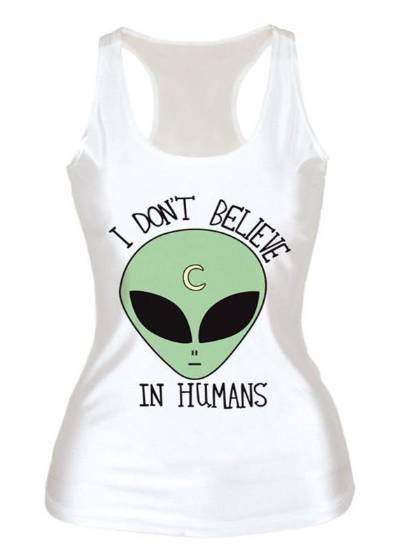 Women's Fashion Unisex 3D Digital Cartoon ET Print Sleeveless Slim Fashion Vest Tank T-shirt