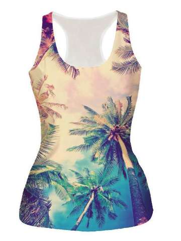 Women's Fashion Unisex 3D Digital Hawaii Print Sleeveless Slim Fashion Vest Tank T-shirt