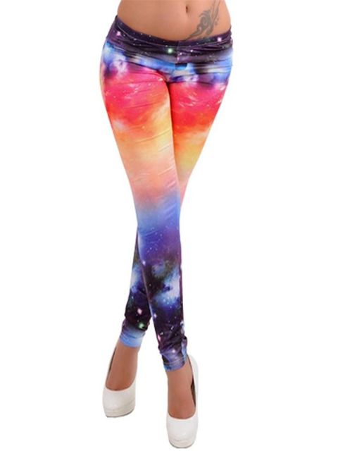 Fashion NASA Cosmo Galaxy Rainbow Printed Pants Tights Leggings