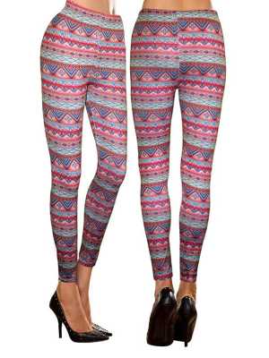 Fashion Women multi color Waves Pattern leggings Skinny footless pants