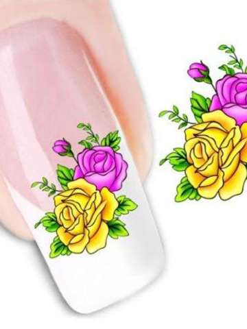 2014 Water Transfer Nail Art Stickers Decal Pink Yellow Poney Flower Decorative Foils Stamping Tools