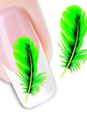 Women's Fashion One Sheet Colorful Feather Nail Art Stickers Decals Decorations
