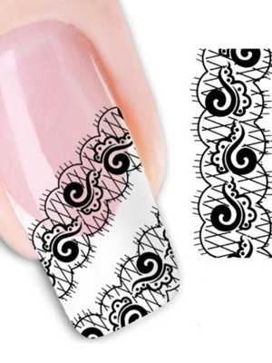Women's Accessory One Sheet Lace Print Nail Art Stickers Decals Decorations