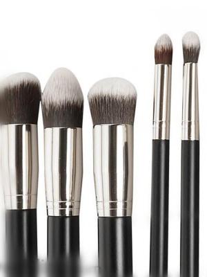10Pcs Black Silver Makeup Cosmetic Blush Brush Eyebrow Foundation Powder Brushes Kit
