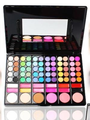 78-Color Combination Cosmetic Palette with Eyeshadow, Blush, and Lip Gloss