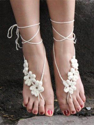 Barefoot Sandals Beach Wedding Bridal Yoga dance Foot Jewelry Knit Ankle Bracelet Tornozeleira Pulseras Tobilleras 1pair