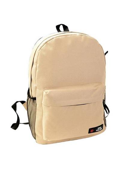 Casual Canvas Backpack Basic Bookbag for Women Double Shouler School Bags (beige)