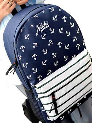 Casual Canvas Backpack Navy Style Bookbag for Women Double Shouler School Bags (dark blue)