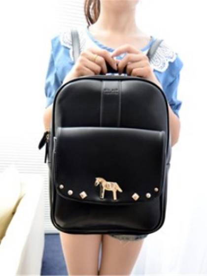 Super cool school bags PU leather with Rivet and little pony horse Fashion Backpack