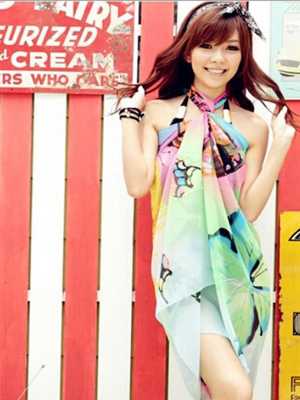 Womens Chiffon Butterfly Flower Printed Summer Shawl Scarf Beach Dress Bikini Cover-up Towels