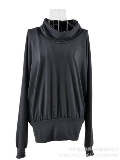 Korean Style Women's Solid Autumn Long Batwing Sleeve Oversize Loose T-Shirt Blouse Tops