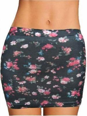 Fashion Sexy Women Mini Skirt Floral Print High Stretchy Tight Clubwear