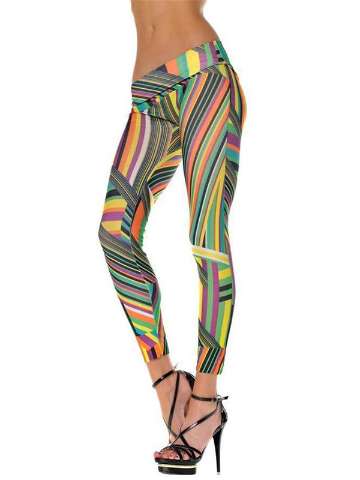 Women's Green Stripes Inspired Rock Star Faith & Hope Leggings Pants Tights Skinny
