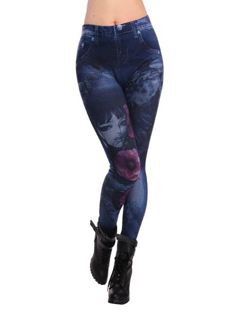 Beauty Print Women's Fashion Trendy Celeb Inspired Stretchy Leggings Pants Tights