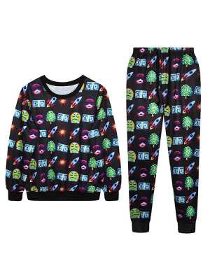 Unisex Emoji 3D Sweatershirt Sweatpants Joggers Suit Sets