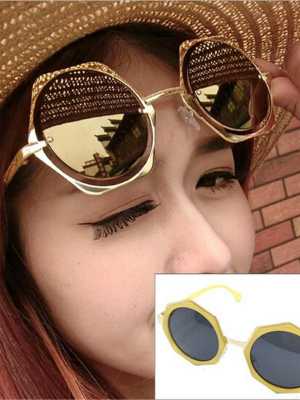 Hot Women Polygon UV sunglasses Reflective Sunglasses Eyewear Eyeglasses