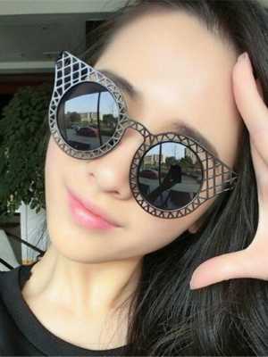 Fashion Round Sunglasses Color Reflective Glasses Metal Frame Eyeglasses