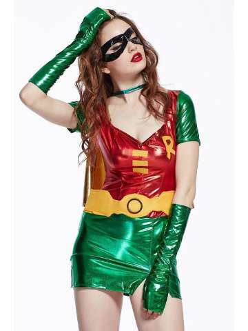 Sexy Batman & Robin Costumes Dress Set 5PCS Fancy Party Dress Halloween Carnival