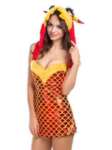Women's Fashion Vintage Imperial Dragon Furry Monster Costumes For Halloween Rave Party Wear