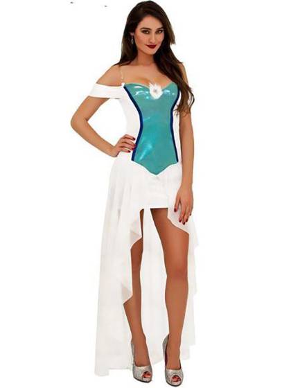 Women's Sexy Lingerie Snow Queen Babydoll Cosplay Dress Two Piece Suit Naughty Uniform