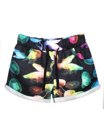 Women  Digital 3D Jellyfish Print Hip Hop Shorts Pants With Drawstring Waist