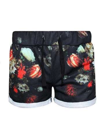 Women  Digital 3D Floral Print Hip Hop Shorts Pants With Drawstring Waist