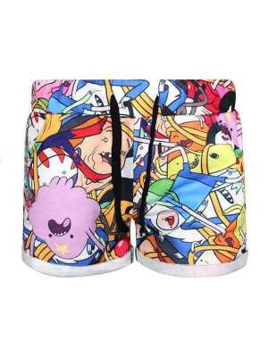 Women  Digital 3D Cartoon Print Hip Hop Shorts Pants With Drawstring Waist