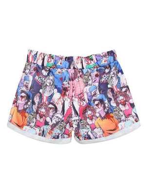 Women  Digital 3D Zombie Print Hip Hop Shorts Pants With Drawstring Waist