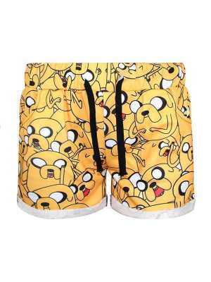Women  Digital 3D Yellow Cartoon Print Hip Hop Shorts Pants With Drawstring Waist