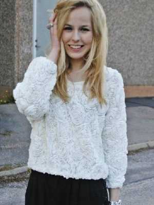 Ladies Lace Rose Floral 3D Mesh Lace Rose Floral Long Sleeve Jumper Top Sweater Sweaters & Cardigans