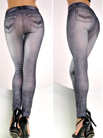 Fashion Lady's Denim Like Faux Jean Stretchy Leggings Pants Tights