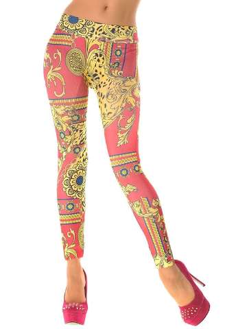 New Fashion Hot Pink Retro Paisley Print Leggings Pants